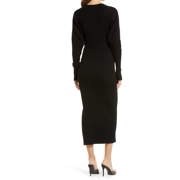 Good American Belted Rib Knit Bodycon Midi Dress - Picture 8 of 10